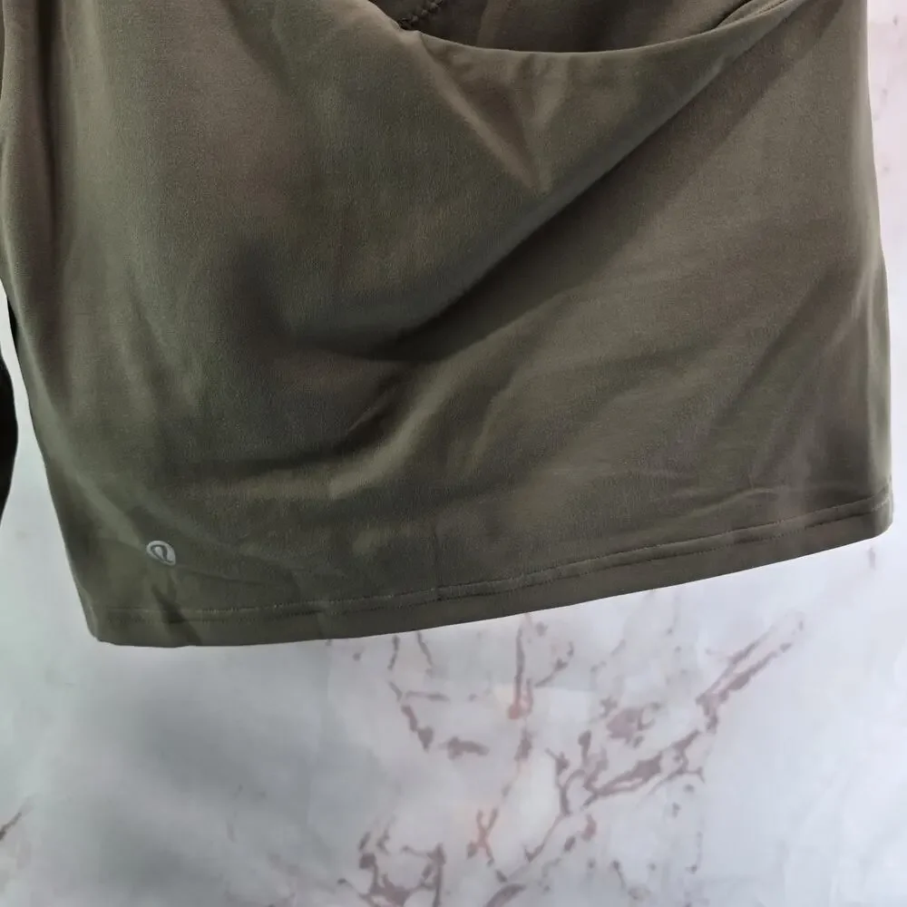 Lululemon Shirt Womens 6 Align LS Nomad Brown One Shoulder Crop Bra Asymmetric